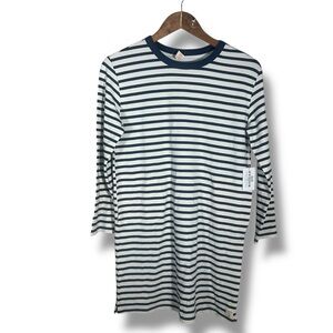 NWT Pink Chicken Coop Hopscotch Navy Stripe Long Sleeve Dress Size 12
